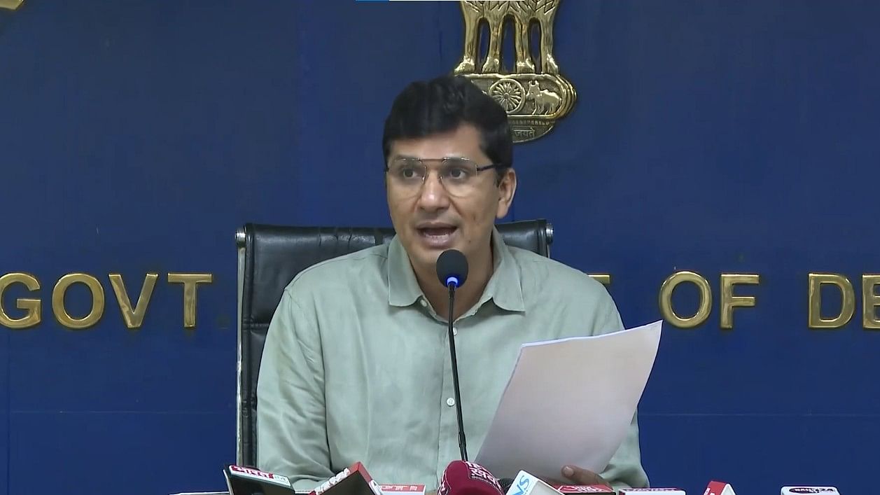 <div class="paragraphs"><p>Senior AAP leader and Delhi minister Saurabh Bharadwaj at a press conference.</p></div>