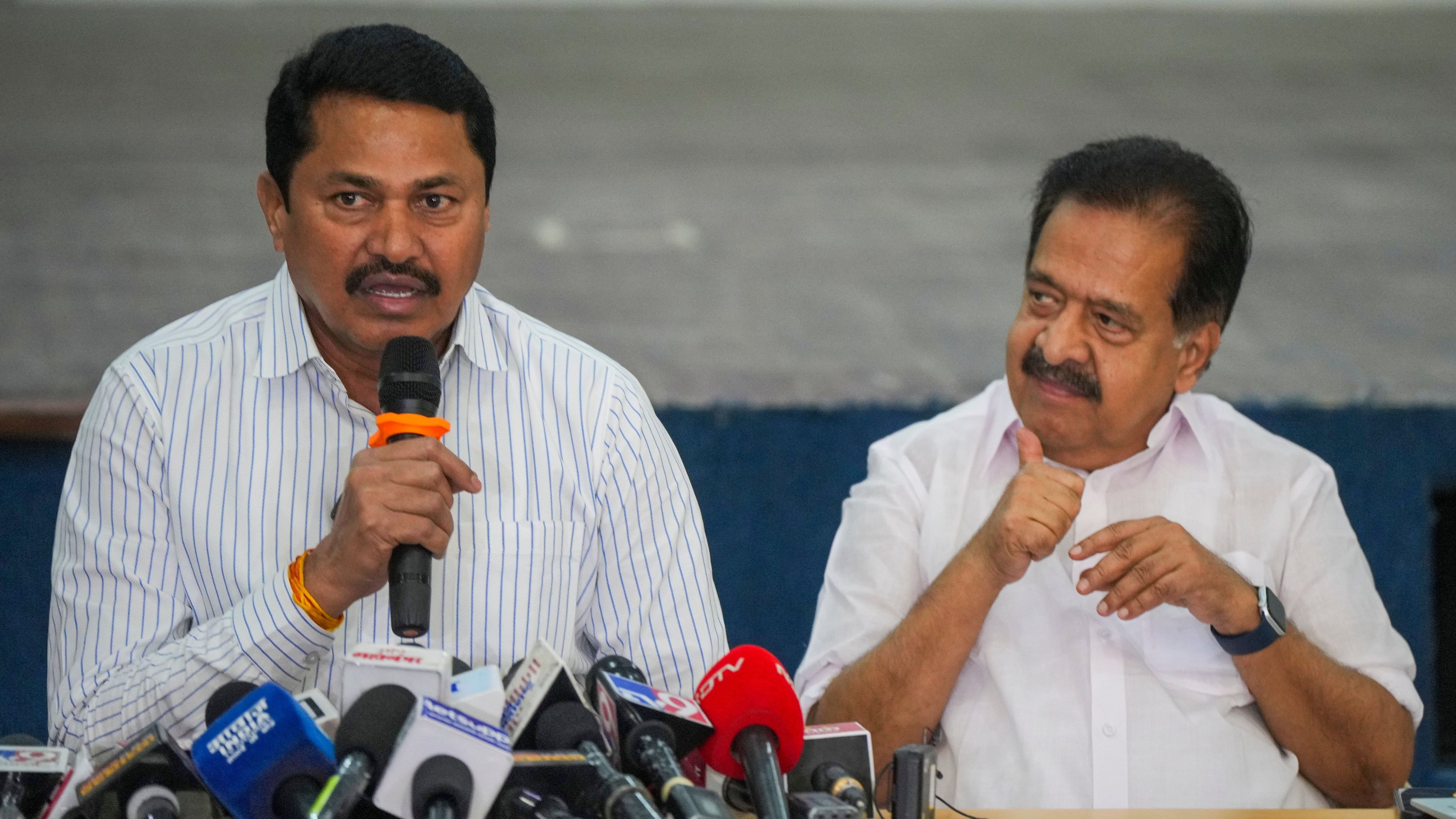 <div class="paragraphs"><p>Maharashtra Congress in-charge Ramesh Chennithala along with party state President Nana Patole during a press conference, in Mumbai.</p></div>