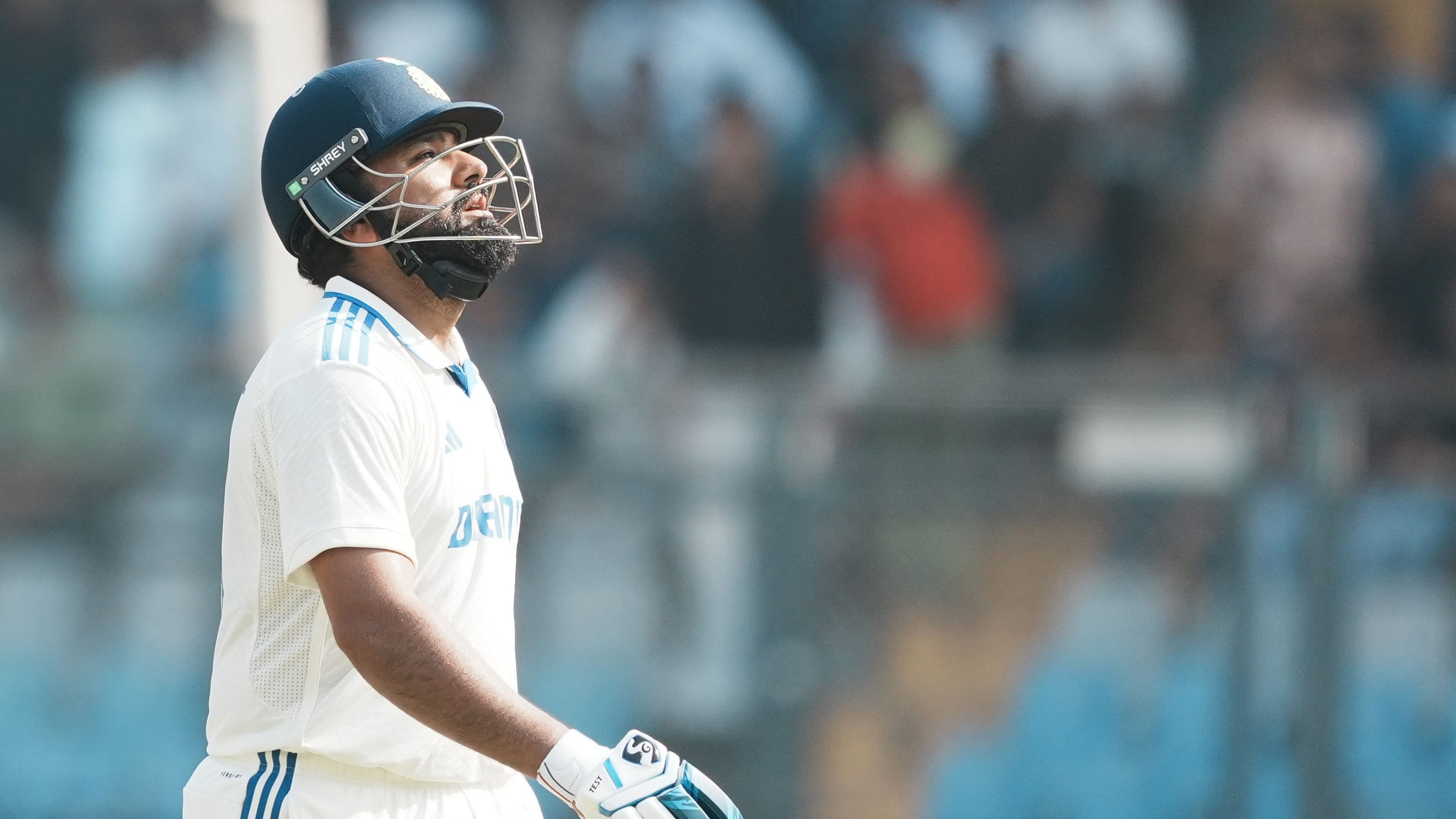 <div class="paragraphs"><p>India's captain Rohit Sharma walks off the field after losing his wicket during day three of third Test cricket match between India and New Zealand at Wankhede Stadium, in Mumbai, Sunday, Nov. 3, 2024.</p></div>