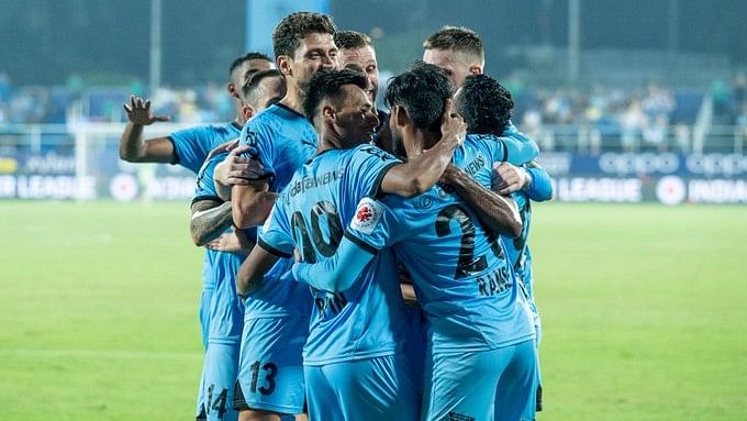 <div class="paragraphs"><p>Mumbai City FC players celebrate during their ISL match against&nbsp;Kerala Blasters on November 3.</p></div>