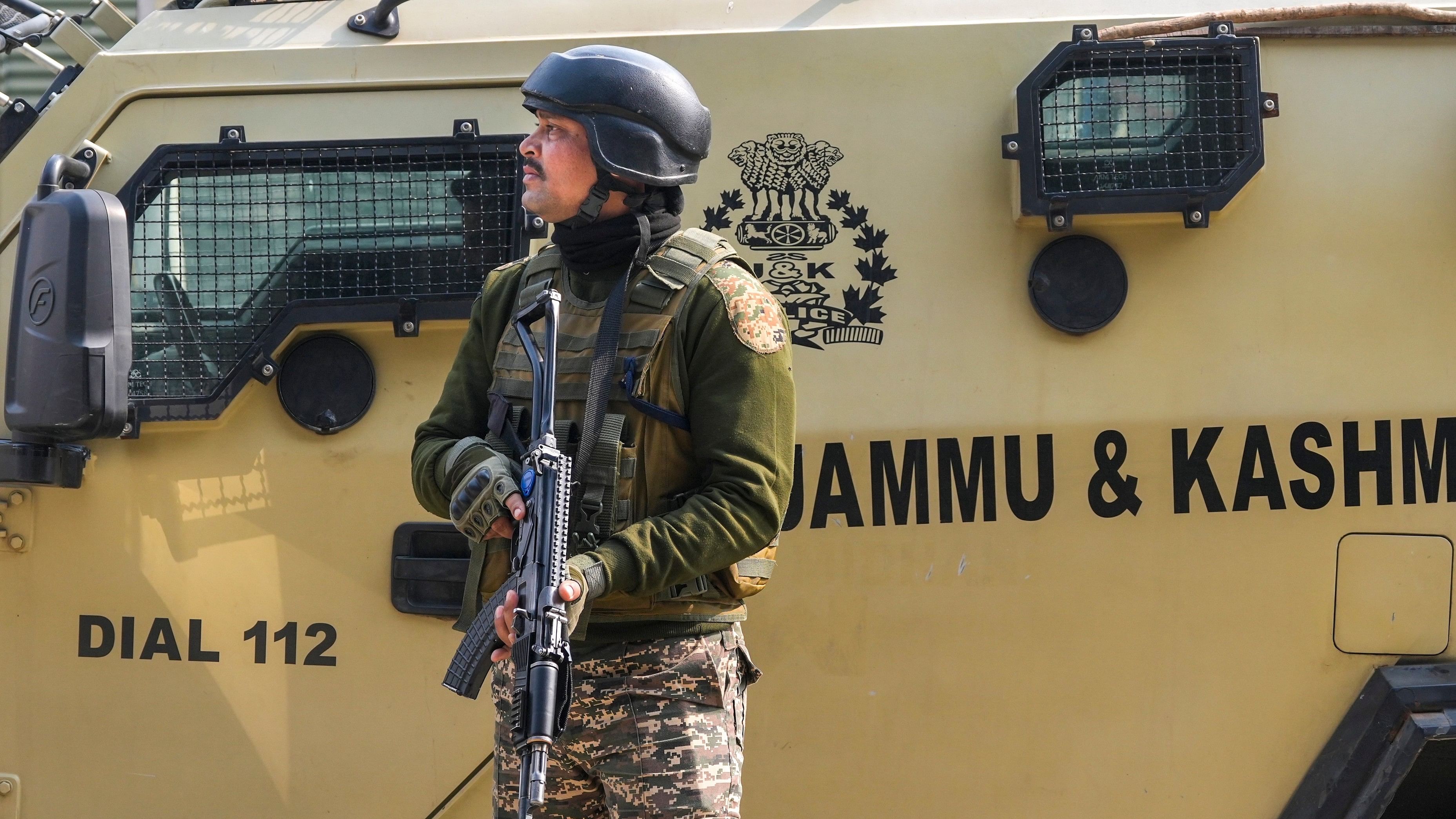 <div class="paragraphs"><p>Srinagar: A security personnel stands guard during an encounter with terrorists at Khanyar area, in Srinagar, Saturday, Nov. 2, 2024. </p></div>