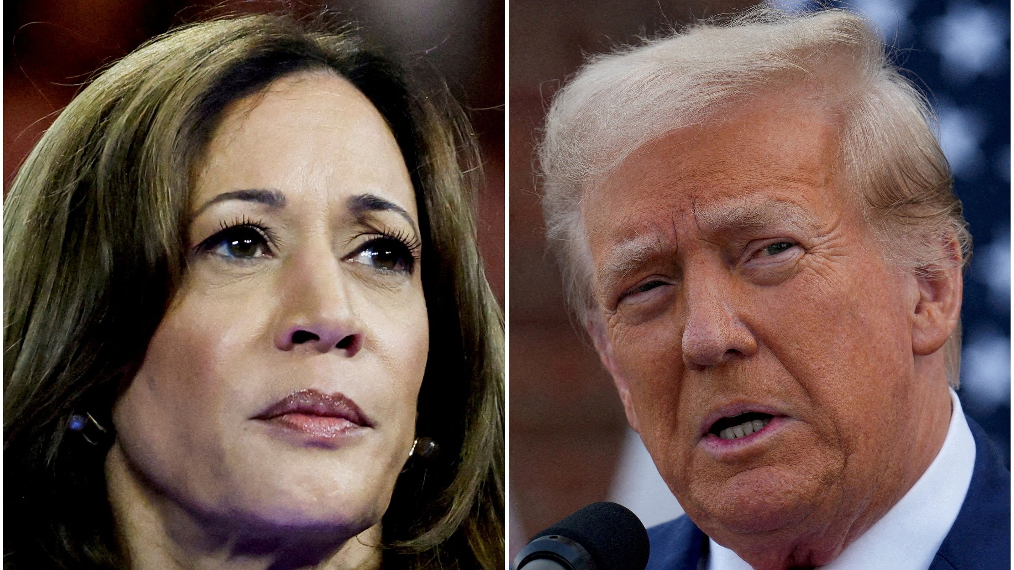 <div class="paragraphs"><p>US Vice President Kamala Harris (Left) former US President Donald Trump (Right).</p></div>