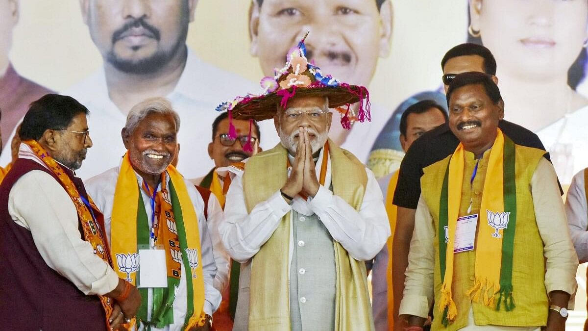 <div class="paragraphs"><p> Prime Minister Narendra Modi during 'Vijay Sankalp Sabha' ahead of the Jharkhand Assembly elections, in Chaibasa of West Singhbhum district.</p></div>