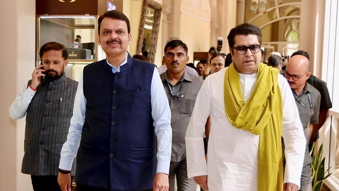 <div class="paragraphs"><p>A file image of Raj Thackeray (right) with BJP's Deputy CM Devendra Fadnavis.&nbsp;</p></div>