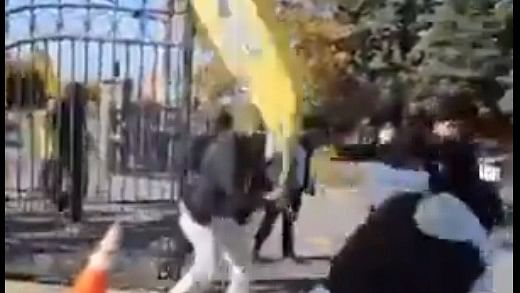 <div class="paragraphs"><p>Screengrab of video showing an assailant using what looks like a Khalistani flag to beat another person</p></div>