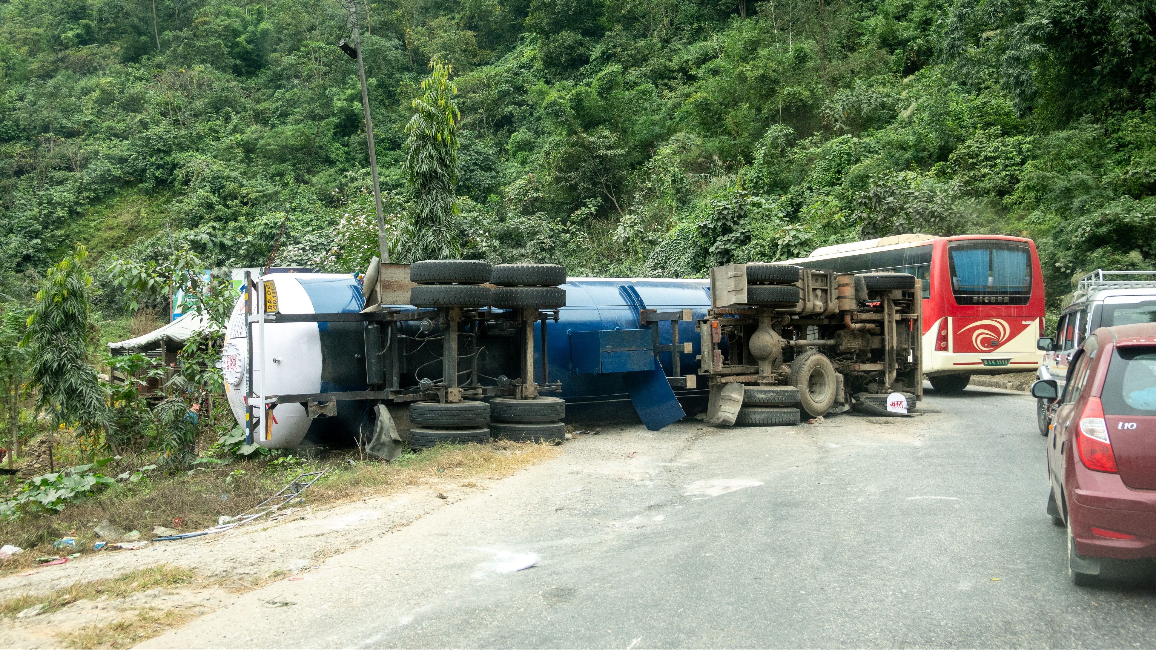 <div class="paragraphs"><p>Representative image of a bus-truck collision.</p></div>