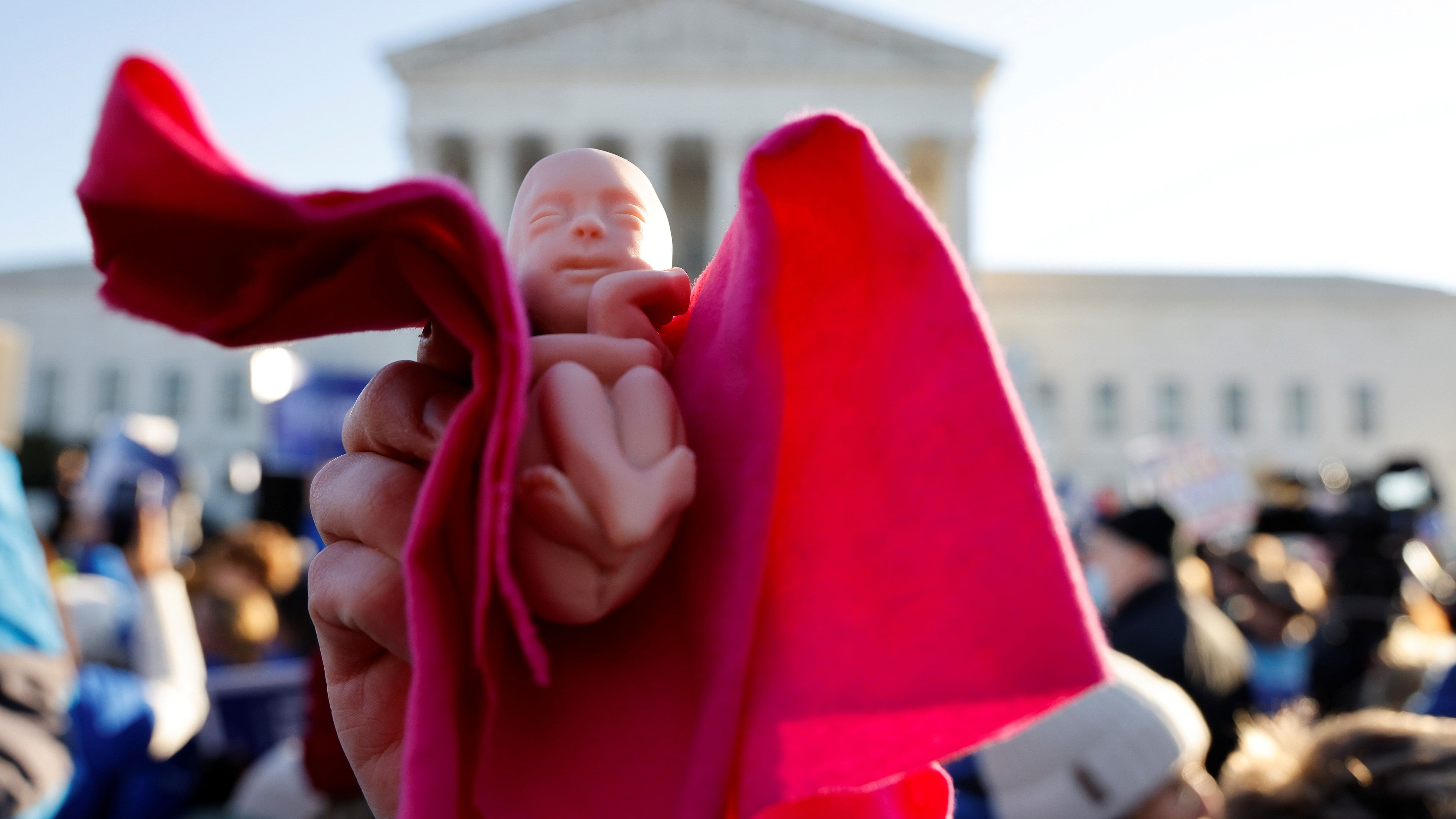 <div class="paragraphs"><p>An anti-abortion rights activist holds a baby doll during a protest</p></div>