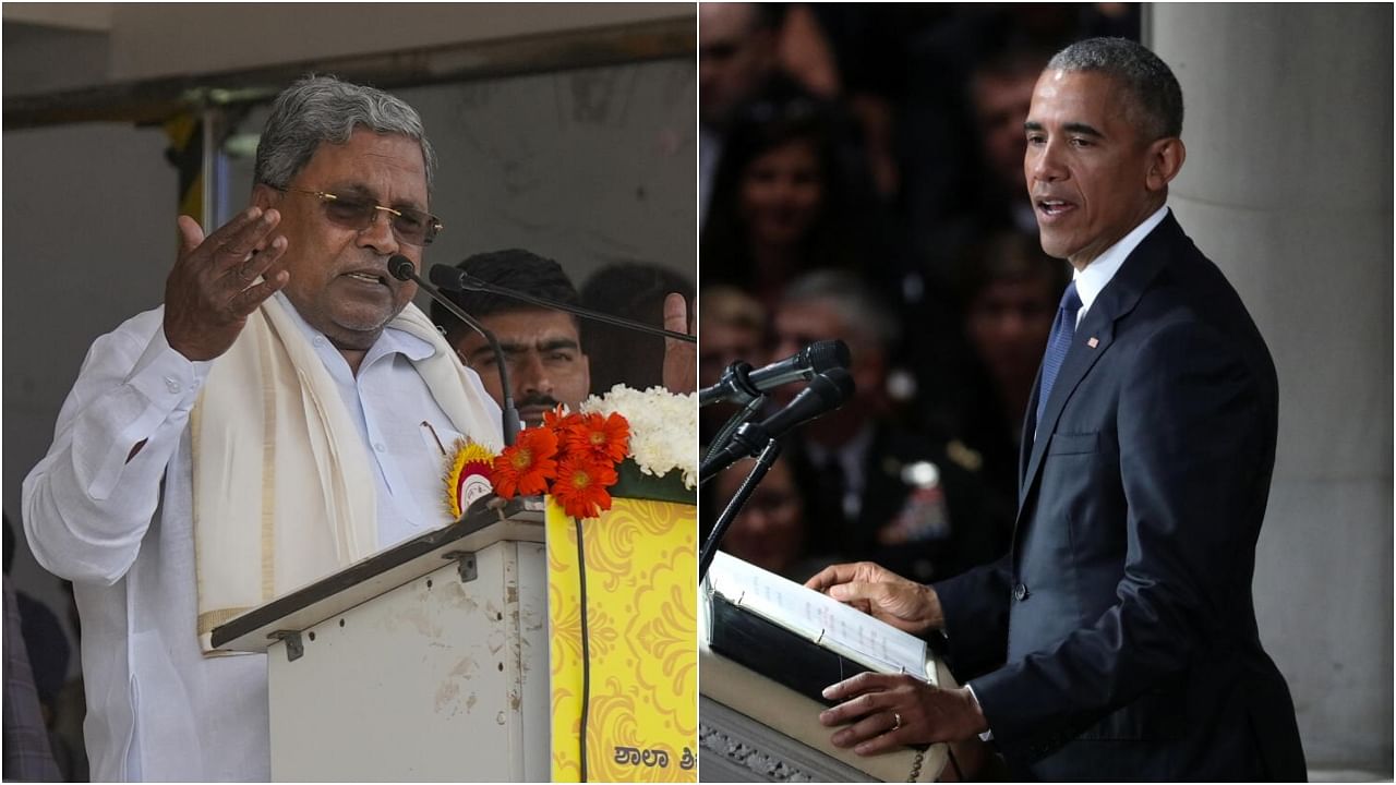 <div class="paragraphs"><p>Siddaramaiah (L); Barack Obama. </p></div>