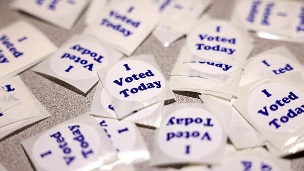 <div class="paragraphs"><p>A view shows "I voted today" stickers at the Douglas County Election Commission the day before the US presidential election, in Omaha, Nebraska, US.</p></div>