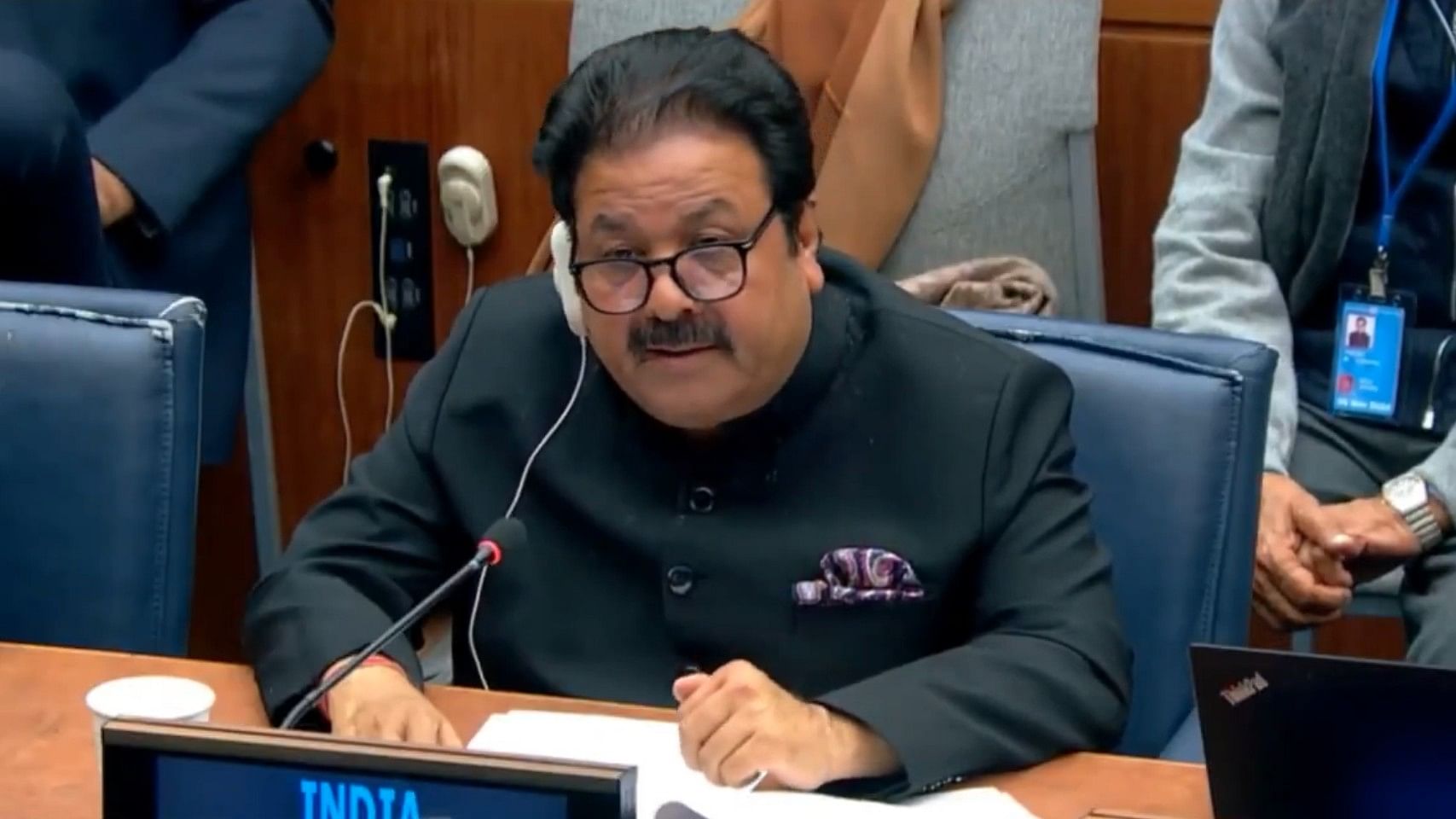 <div class="paragraphs"><p>Rajeev Shukla delivers statement at the General Debate of the Fourth Committee of UN.&nbsp;</p></div>