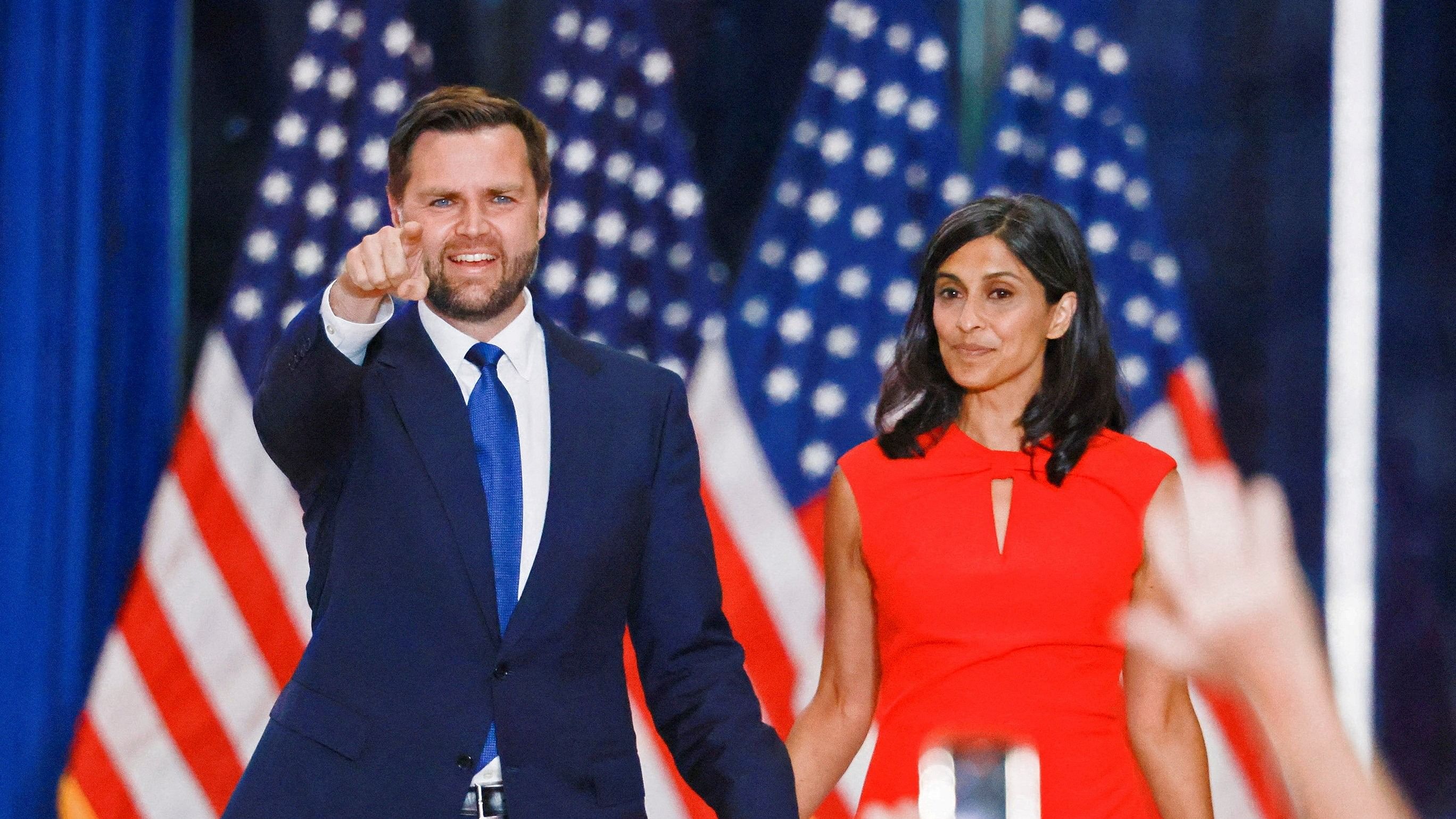 <div class="paragraphs"><p>US Senator JD Vance and his wife Usha Chilukuri Vance.</p></div>