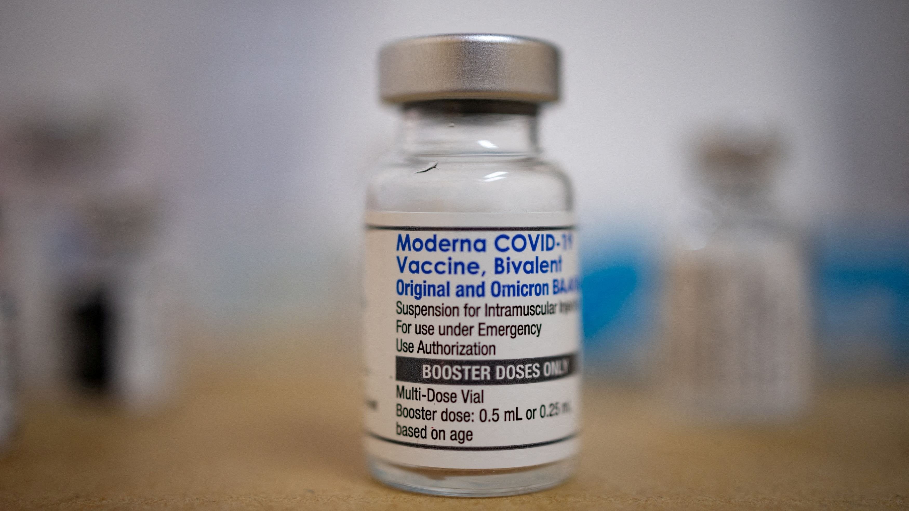 <div class="paragraphs"><p>A vial of the Moderna coronavirus disease  booster vaccine </p></div>