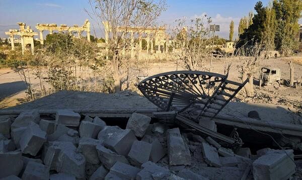 <div class="paragraphs"><p>Rubble lies at the site of the historic 'Al-Manshiya' building damaged in the aftermath of Israeli strikes, near the Roman ruins of Baalbek, in the eastern city of Baalbek, Lebanon, November 7</p></div>