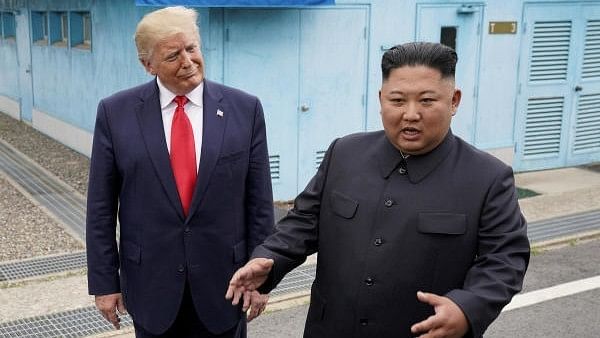 <div class="paragraphs"><p> US President Donald Trump meets with North Korean leader Kim Jong Un at the demilitarized zone separating the two Koreas, in Panmunjom, South Korea.</p></div>