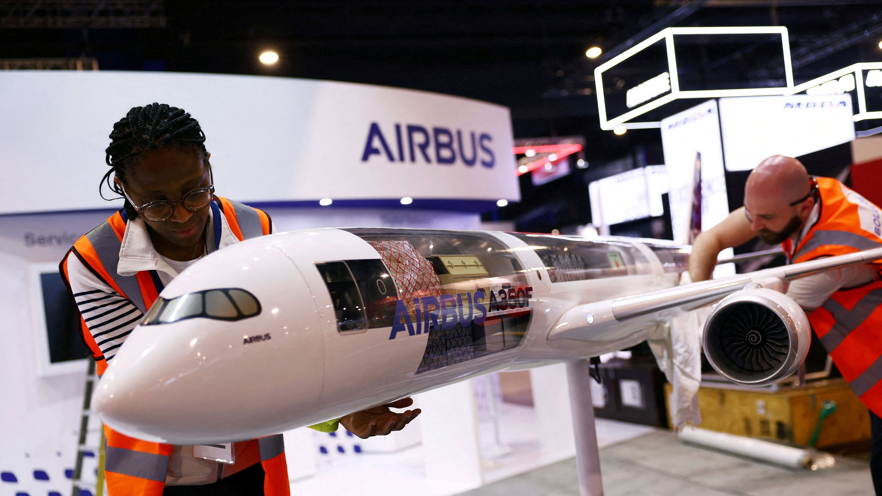 <div class="paragraphs"><p>Airbus workers clean a model plane at their booth ahead of the Singapore Airshow at Changi Exhibition Centre in Singapore, February 18, 2024. Image for representational purposes.</p></div>