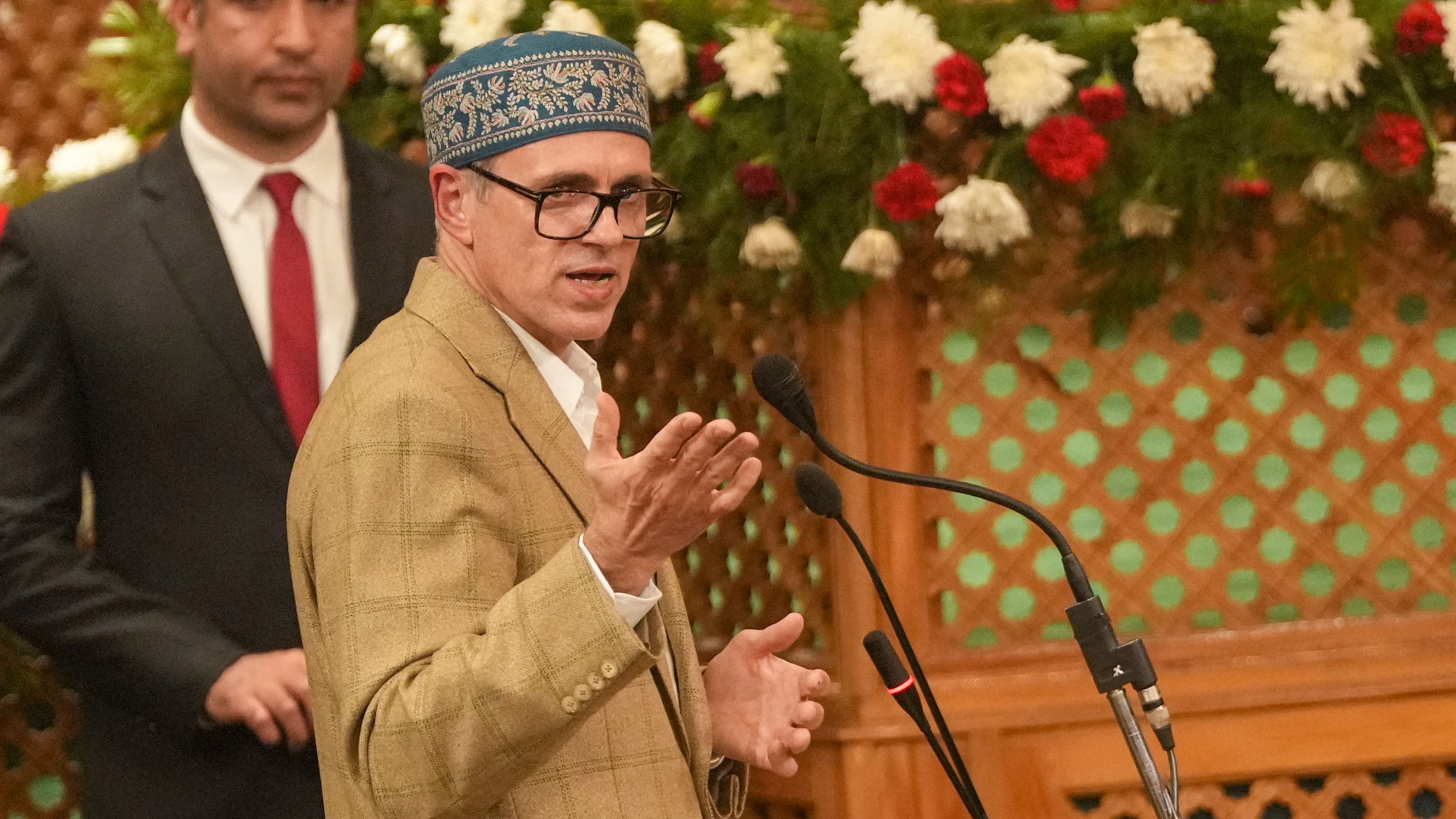 <div class="paragraphs"><p>Jammu and Kashmir Chief Minister Omar Abdullah speaks during the J&amp;K Assembly session, in Srinagar, Friday, Nov. 8, 2024.</p></div>