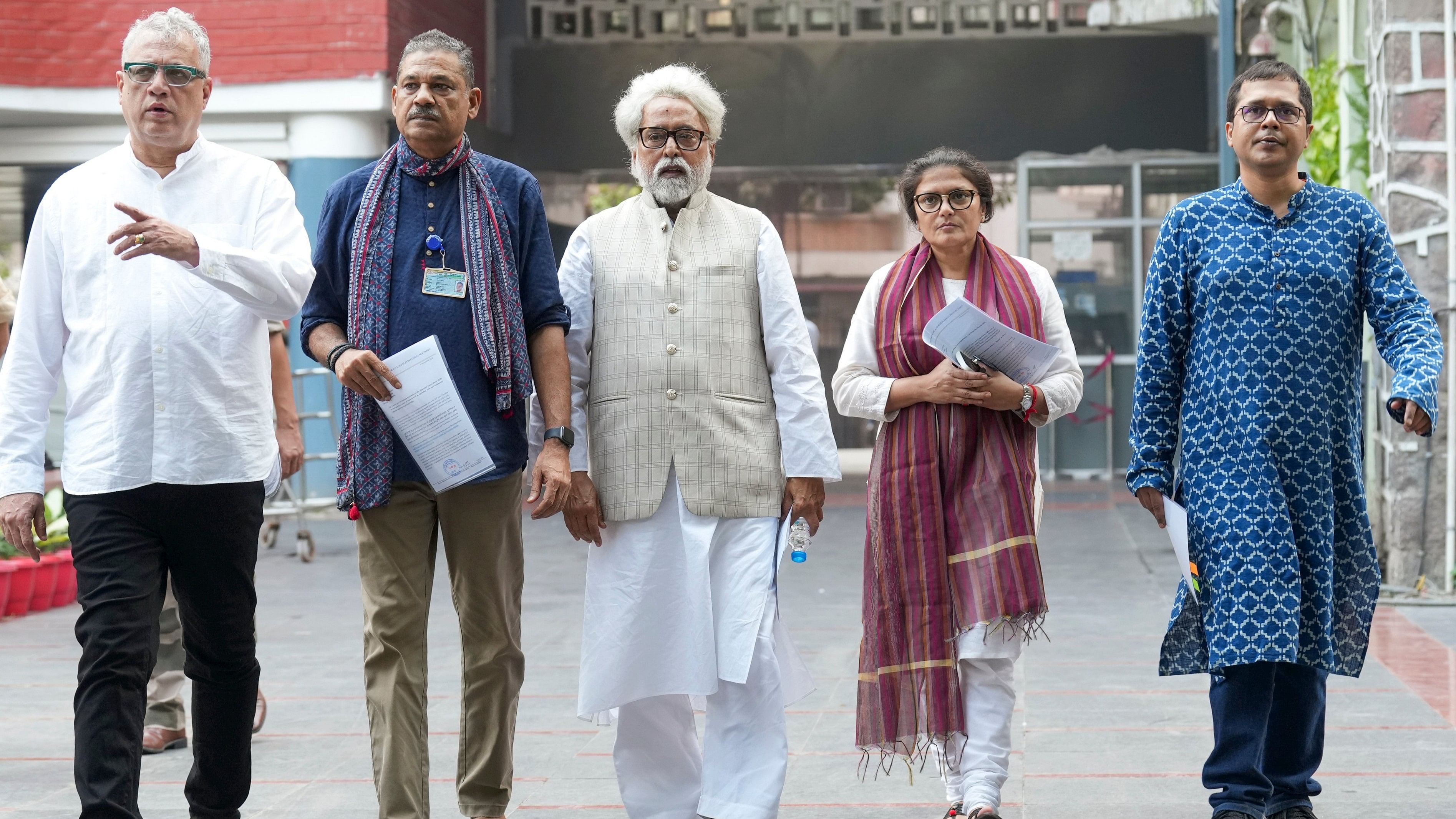 <div class="paragraphs"><p>AITC Parliamentary Party delegation comprising Sudip Bandyopadhyay, Derek OBrien, Kirti Azad, Sushmita Dev and Saket Gokhale comes out after presenting a memorandum at the Election Commission of India (ECI), in New Delhi, Saturday, Nov. 9, 2024. </p></div>