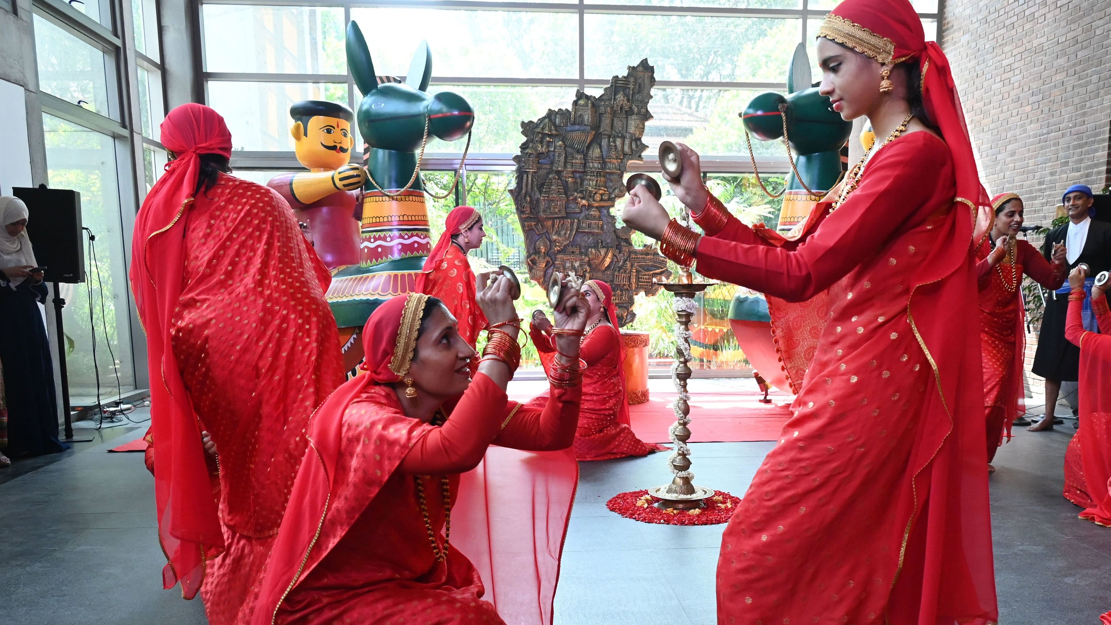 <div class="paragraphs"><p>Kodava women perform during the launch of Krishna to Kaveri, a festival celebrating Karnataka’s rich cultural heritage, which kicked off on&nbsp;Saturday. </p></div>