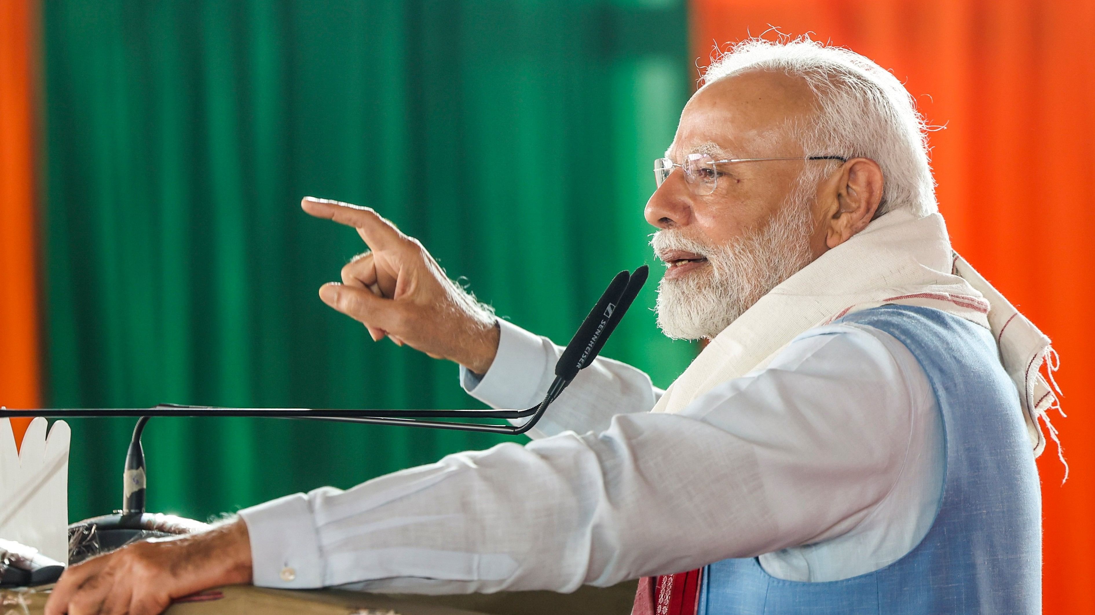 <div class="paragraphs"><p>Prime Minister Narendra Modi addresses a public meeting ahead of the Jharkhand Assembly elections, in Gumla district, Jharkhand, Sunday, Nov. 10, 2024. </p></div>