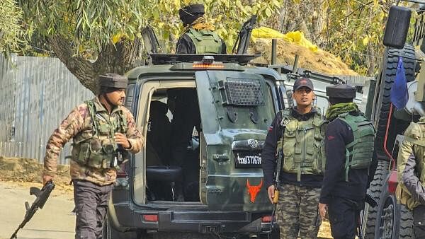 <div class="paragraphs"><p>Security personnel during an encounter with terrorists at Sagipora area of Sopore, in Baramulla district, J&amp;K, Friday, Nov. 8, 2024. </p></div>