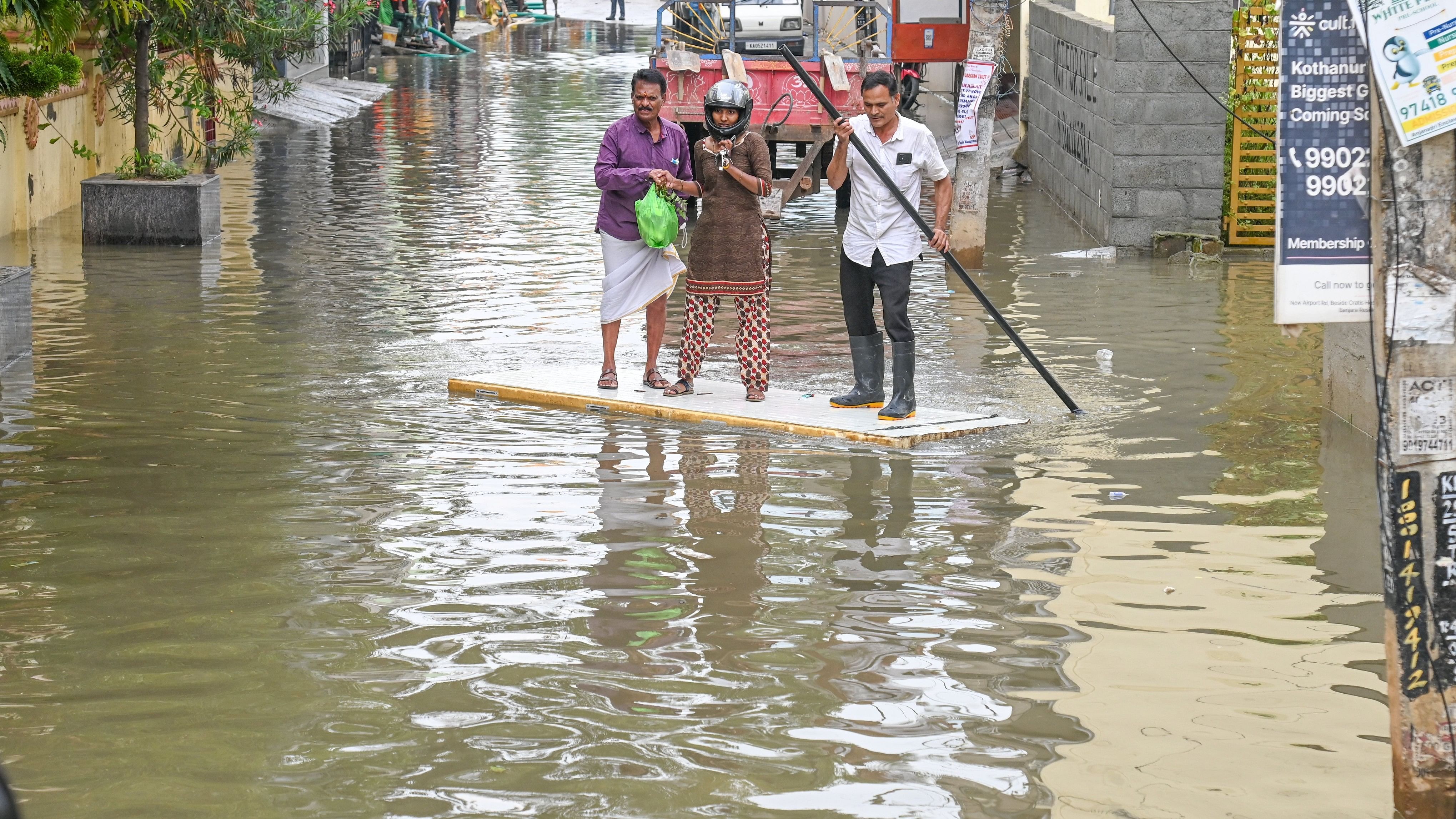 <div class="paragraphs"><p>During the recent rains in the city, residents of Sri Sai Layout were forced to use a door as a makeshift boat to get from one point to the next.</p></div>