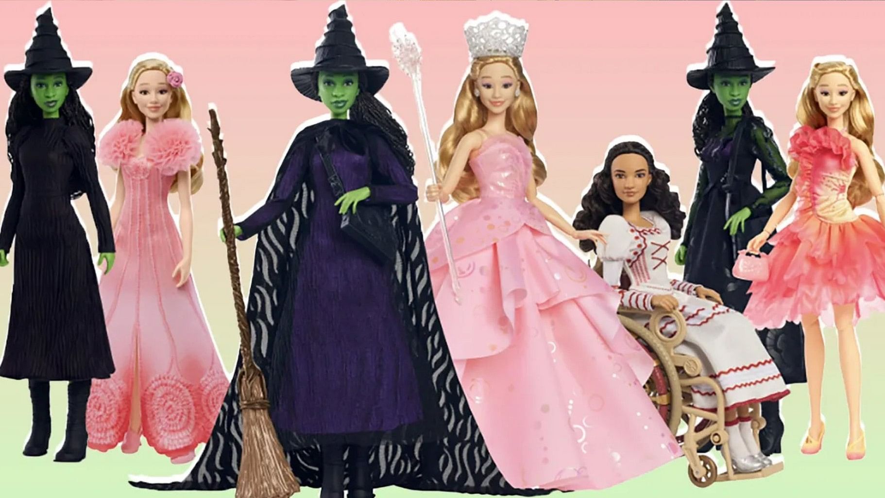 <div class="paragraphs"><p>Image showing Mattel's line of Barbie dolls to promote Universal's new movie 'Wicked'.</p></div>