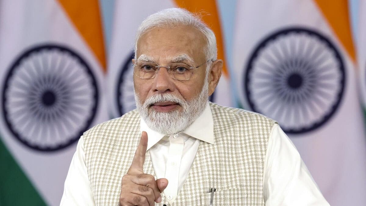 <div class="paragraphs"><p>Prime Minister Narendra Modi speaks as he participates in 200th year celebrations of Shree Swaminarayan Mandir via a video conferencing, in Vadtal, Gujarat.</p></div>