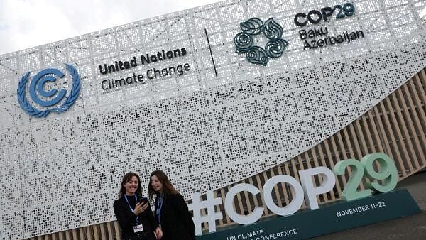 <div class="paragraphs"><p>UN Youth Representative on Sustainable Development pose for a selfie outside the venue ahead of the United Nations climate change conference, known as COP29, in Baku, Azerbaijan November 10, 2024.</p></div>