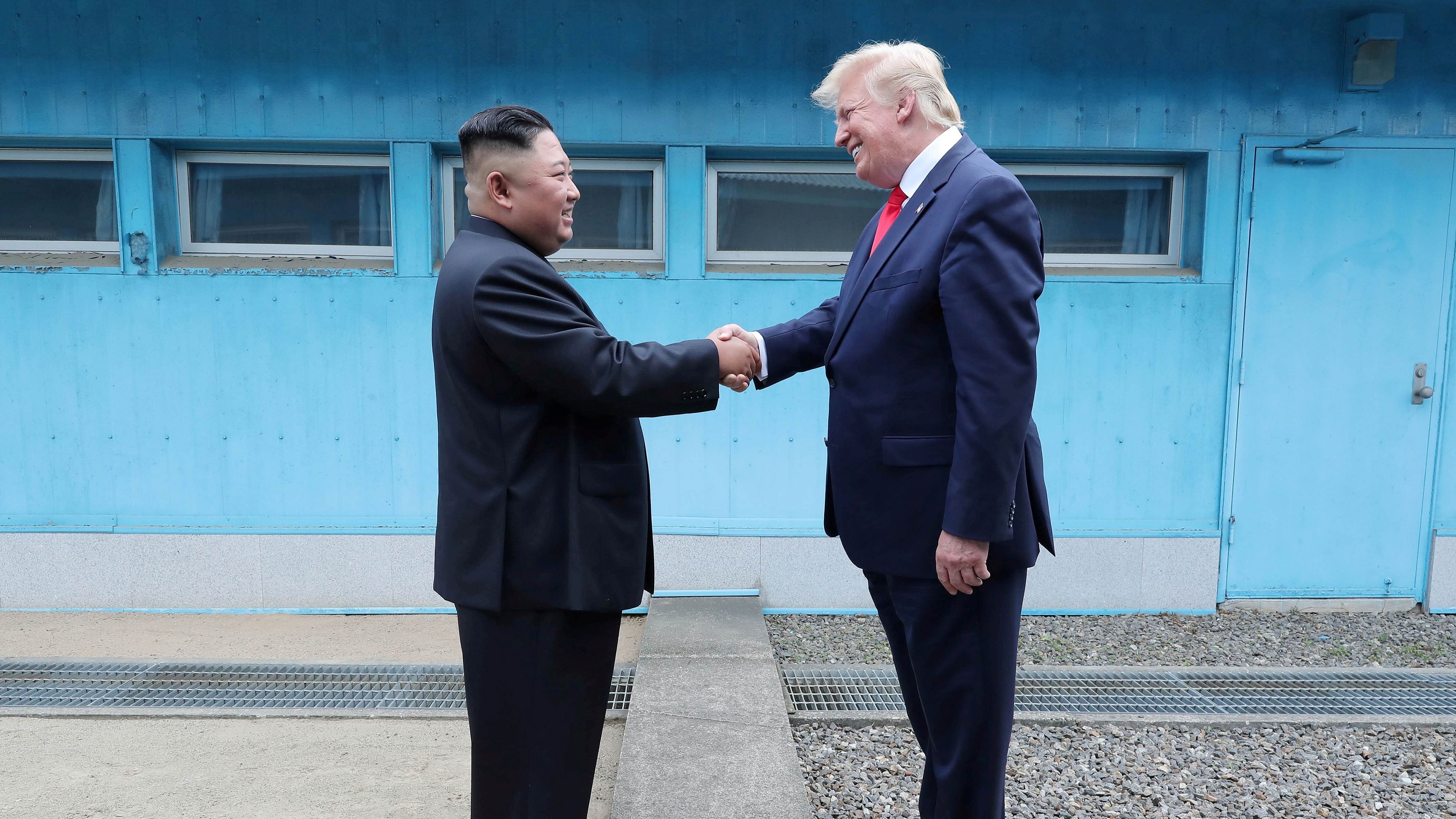 <div class="paragraphs"><p>Donald Trump shakes hands with North Korean leader Kim Jong Un as they meet at the demilitarized zone separating the two Koreas, in Panmunjom, South Korea, June 30, 2019. </p></div>