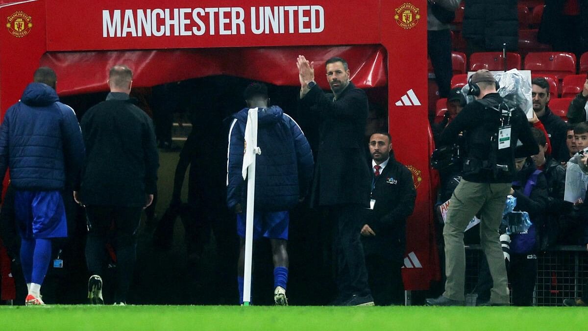 <div class="paragraphs"><p>Manchester United interim manager Ruud van Nistelrooy celebrates after the match.</p></div>