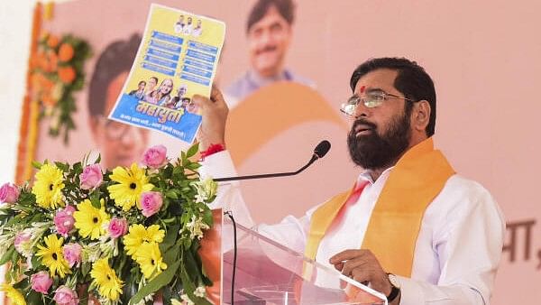 <div class="paragraphs"><p>Maharashtra Chief Minister Eknath Shinde addresses a public meeting ahead of the state Assembly elections, in Chhatrapati Sambhaji Nagar district.</p></div>