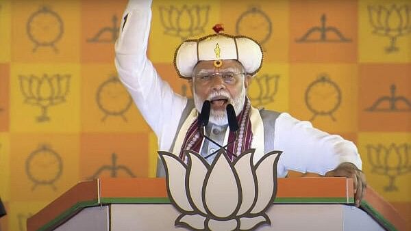 <div class="paragraphs"><p>Prime Minister Narendra Modi addresses a public meeting ahead of the Maharashtra Assembly polls, in Pune, Tuesday, Nov. 12, 2024.</p></div>