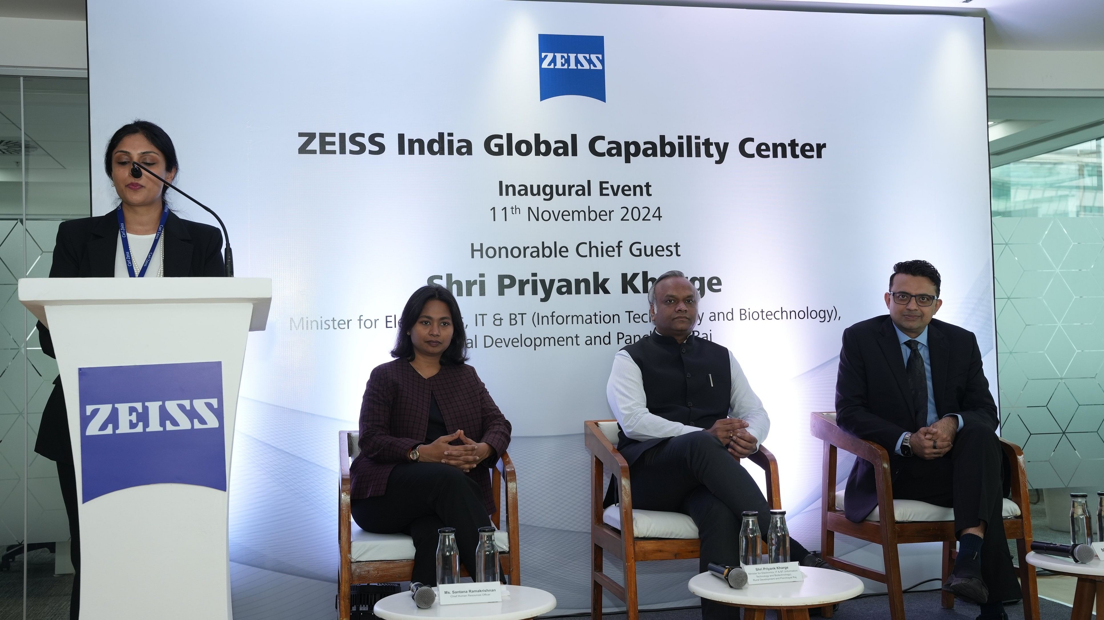 <div class="paragraphs"><p>IT/BT Min Priyank Kharge at the inauguration of Zeiss GCC.</p></div>