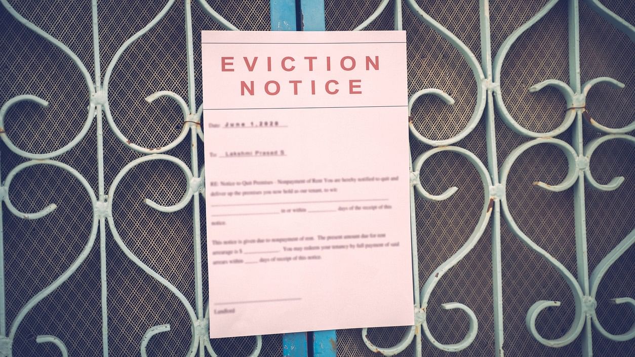 <div class="paragraphs"><p>Representative image of an eviction notice on a house.&nbsp;</p></div>