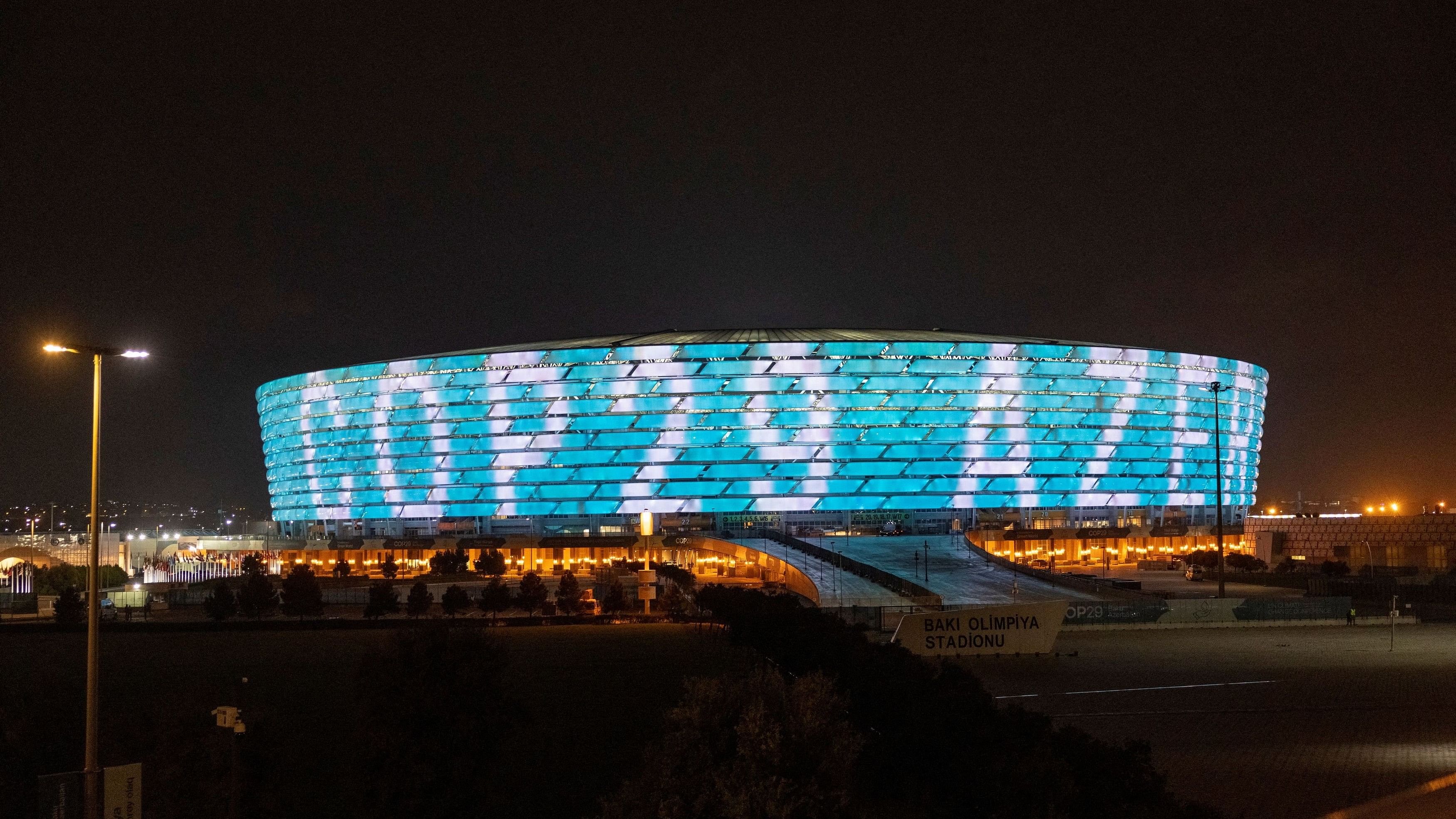 <div class="paragraphs"><p>A night view shows the venue of the United Nations climate change conference, known as COP29, in Baku, Azerbaijan </p></div>