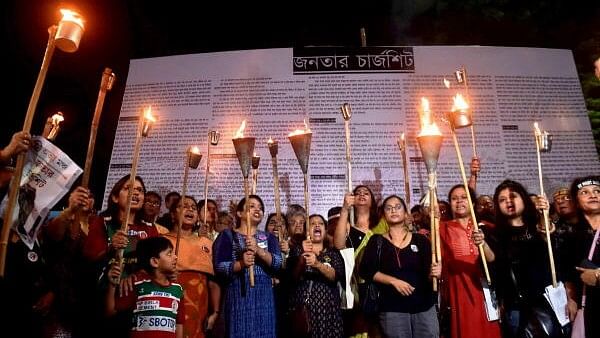 <div class="paragraphs"><p>Junior doctors with other citizens issue a symbolic 'Janata Chargsheet' to protest against the alleged rape and murder of a woman medic at R G Kar Medical College and Hospital, marking three months of the incident, in Kolkata.</p></div>