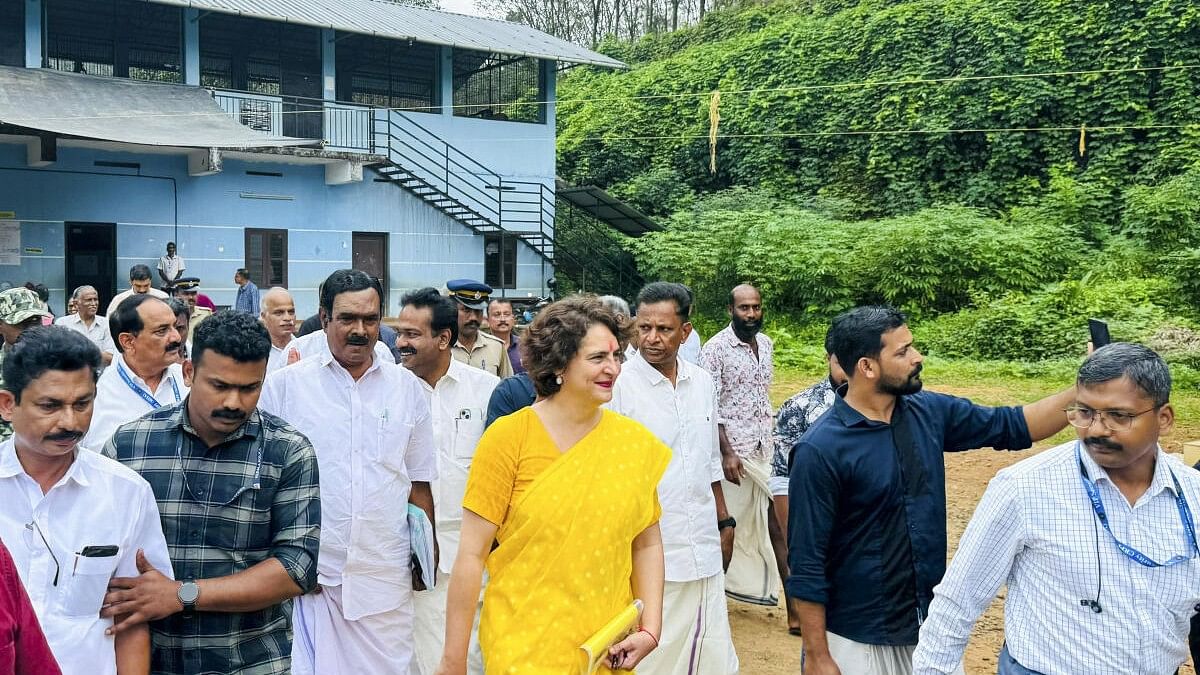 <div class="paragraphs"><p>Congress candidate Priyanka Gandhi Vadra at a polling station during Wayanad Lok Sabha by-poll, in Thiruvambadi, Kerala.</p></div>