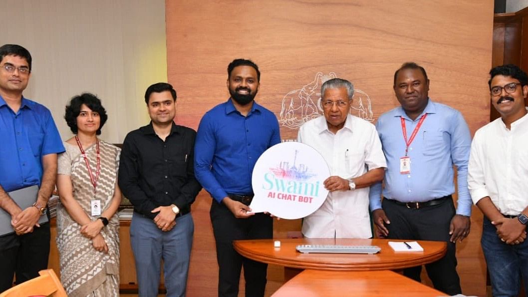 <div class="paragraphs"><p>Kerala CM Pinarayi Vijayan unveils the logo of Swami Chat Bot, a smart AI tool developed by the Pathanamthitta district administration to enhance the Sabarimala pilgrimage experience.</p></div>