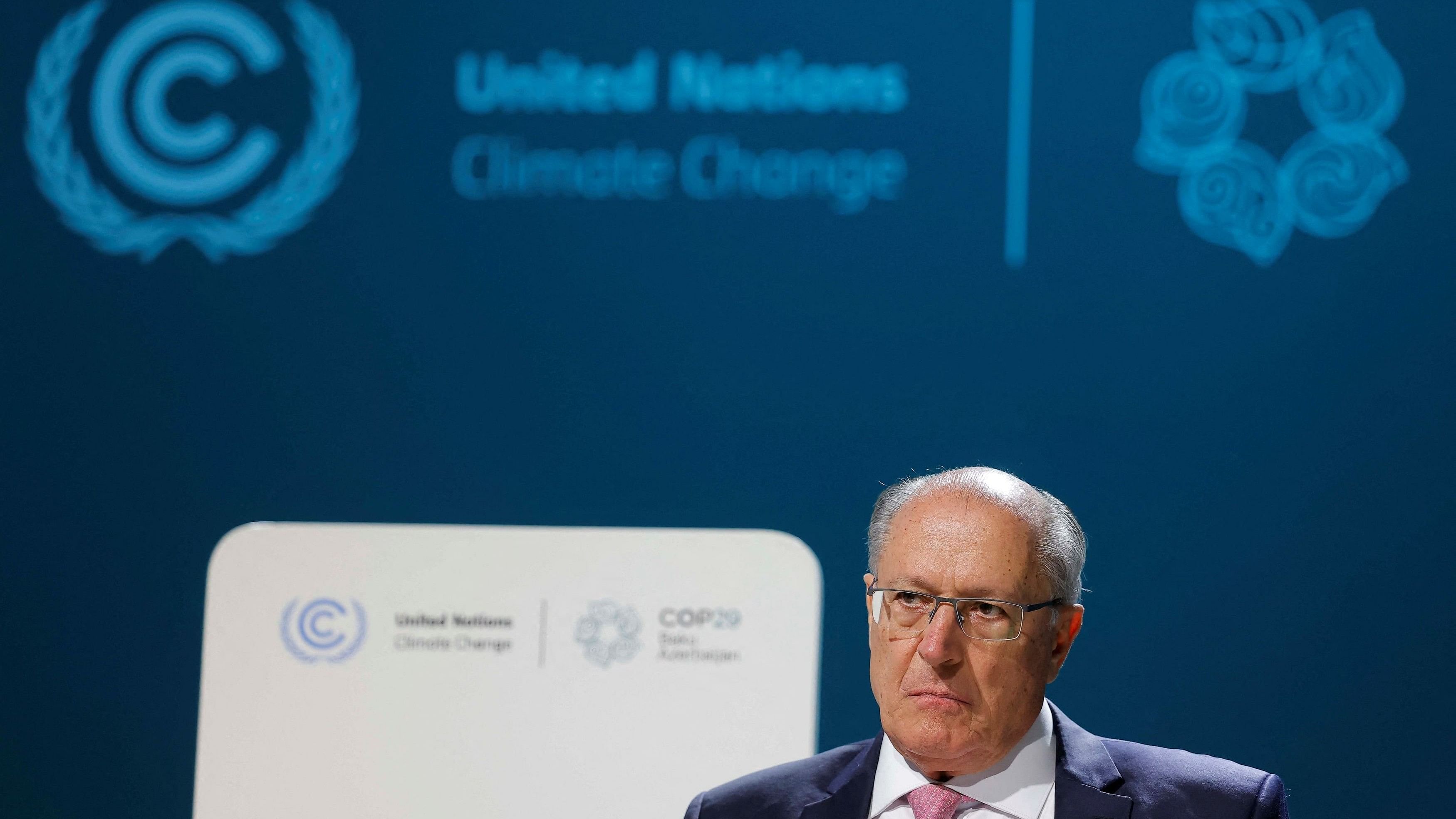 <div class="paragraphs"><p>Brazil's Vice President Geraldo Alckmin attends a session during the United Nations climate change conference COP29, in Baku, Azerbaijan.</p></div>