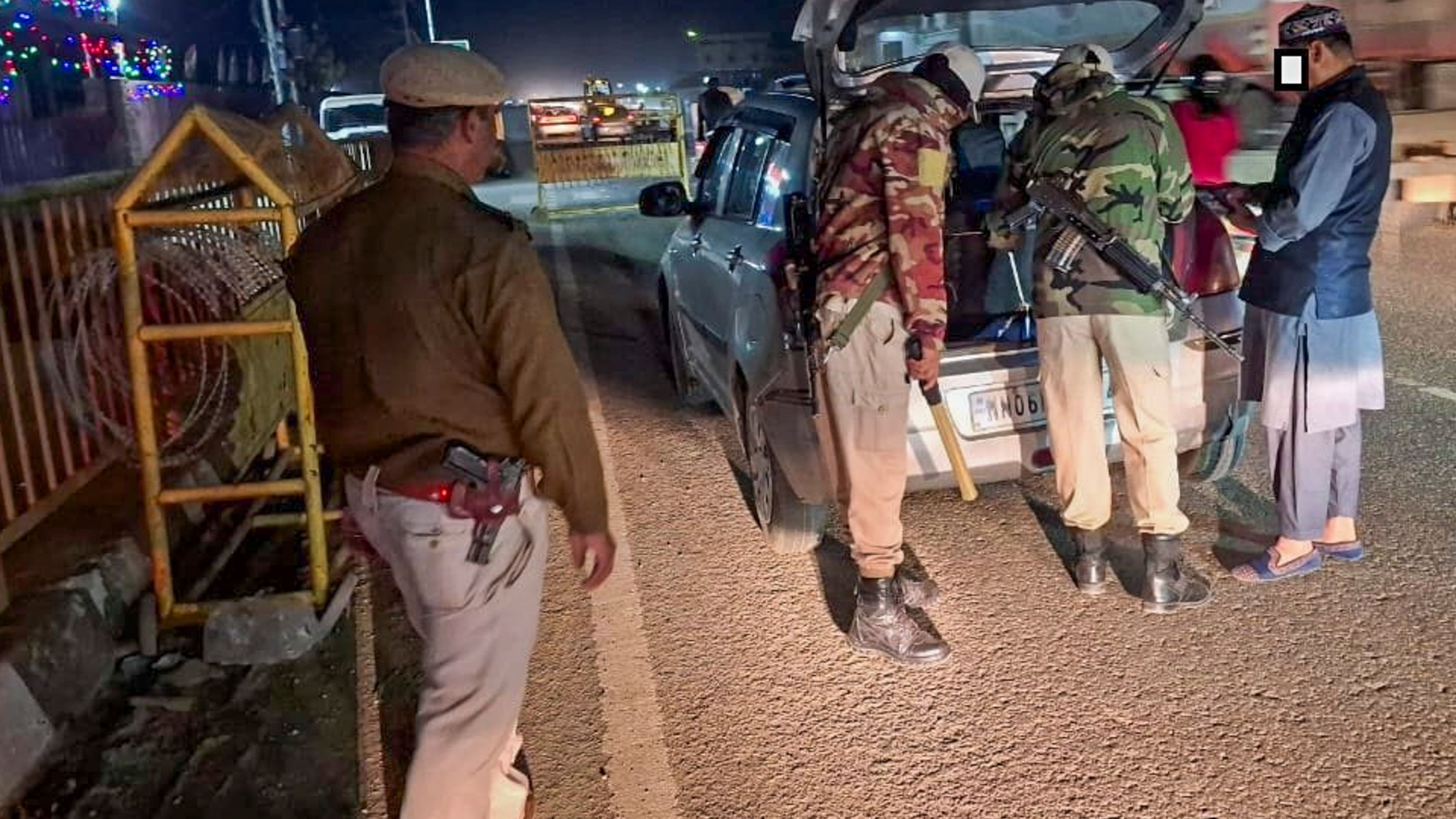 <div class="paragraphs"><p>Security personnel check a vehicle in a sensitive area of Manipur. Search operations and area domination were conducted by security forces in the fringe and vulnerable areas of hill and valley districts of the state. </p></div>