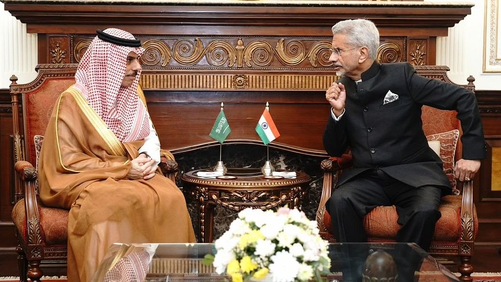 <div class="paragraphs"><p>S Jaishankar (right) with Faisal bin Farhan during their meeting in Delhi.&nbsp;</p></div>