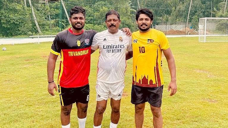 <div class="paragraphs"><p>Sanju Samson with his father Vishwanath Samson (C) and brother Saly Samson.&nbsp;</p></div>