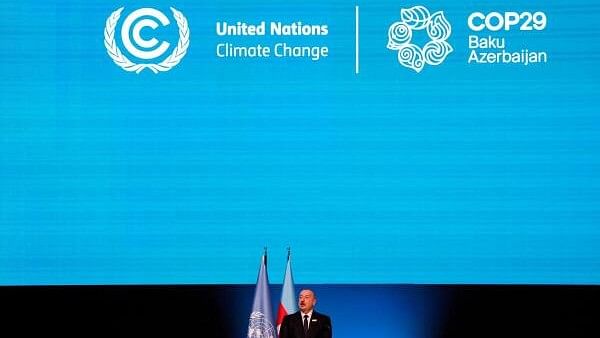 <div class="paragraphs"><p>President of Azerbaijan Ilham Aliyev speaks at the Opening Ceremony of the United Nations climate change conference COP29 in Baku, Azerbaijan.</p></div>