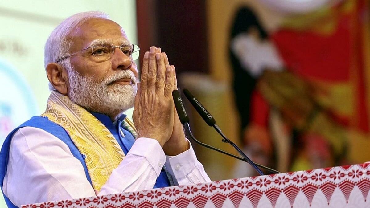 <div class="paragraphs"><p>Prime Minister Narendra Modi addresses a gathering during the inauguration of the 1st Bodoland Mohotsav, in New Delhi, Friday, Nov. 15, 2024.</p></div>