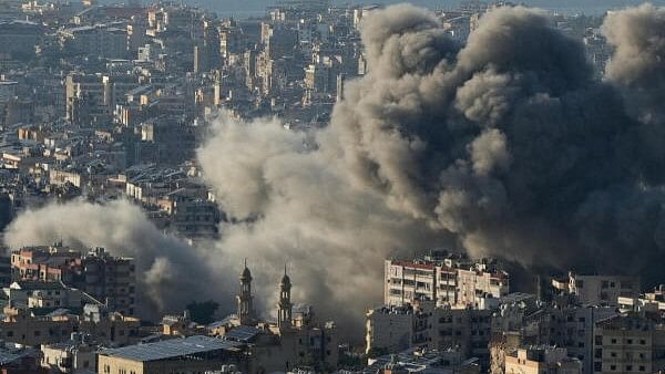 <div class="paragraphs"><p>Smoke billows over Beirut's southern suburbs, after an Israeli strike, amid the ongoing hostilities between Hezbollah and Israeli forces, Lebanon, November 15, 2024.</p></div>