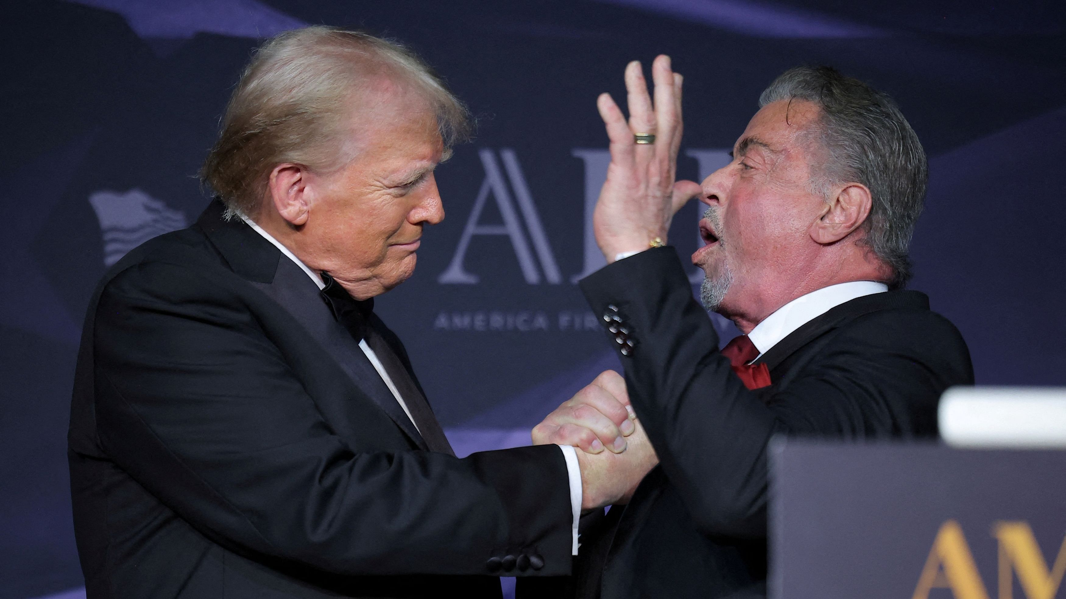 <div class="paragraphs"><p>US President-elect Donald Trump greets actor Sylvester Stallone at the America First Policy Institute (AFPI) gala at Mar-A-Lago in Palm Beach, Florida, November 14, 2024. </p></div>