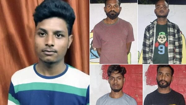 <div class="paragraphs"><p>This combo image shows shooter Shivkumar (L) with (Top, L-R) Anurag Kashyap, Akash Srivastava, (Bottom, L-R) Gyan Prakash Tripathi and Akhilendra Pratap Singh after being arrested in connection in NCP leader Baba Siddique murder case.</p></div>