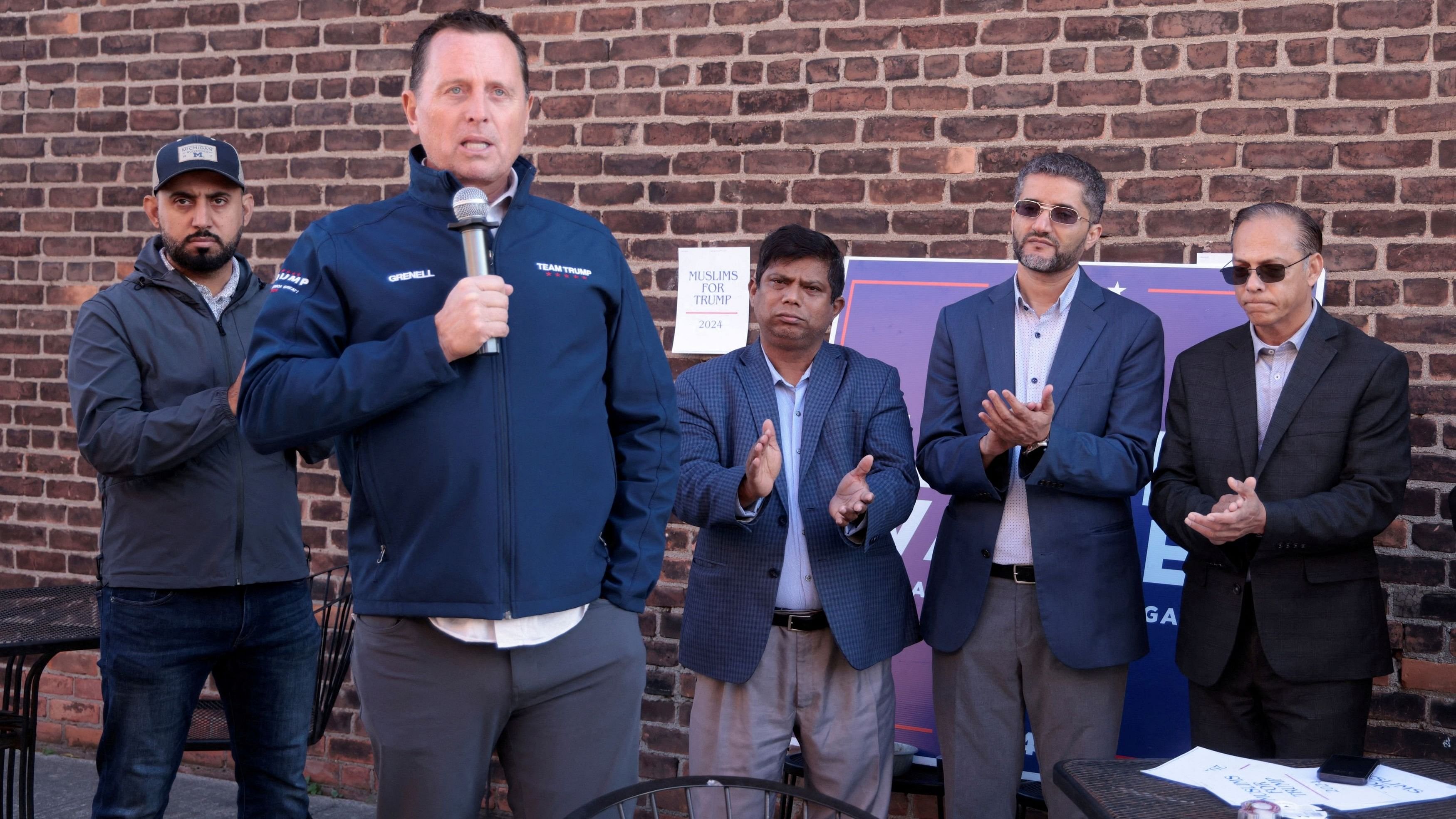 <div class="paragraphs"><p>Richard Grenell, a top advisor to former US President Donald Trump and former Acting Director of National Intelligence, speaks to the attendees of a Muslims and Bangladeshi Americans for Trump  outreach event in Hamtramck, Michigan, US.</p></div>