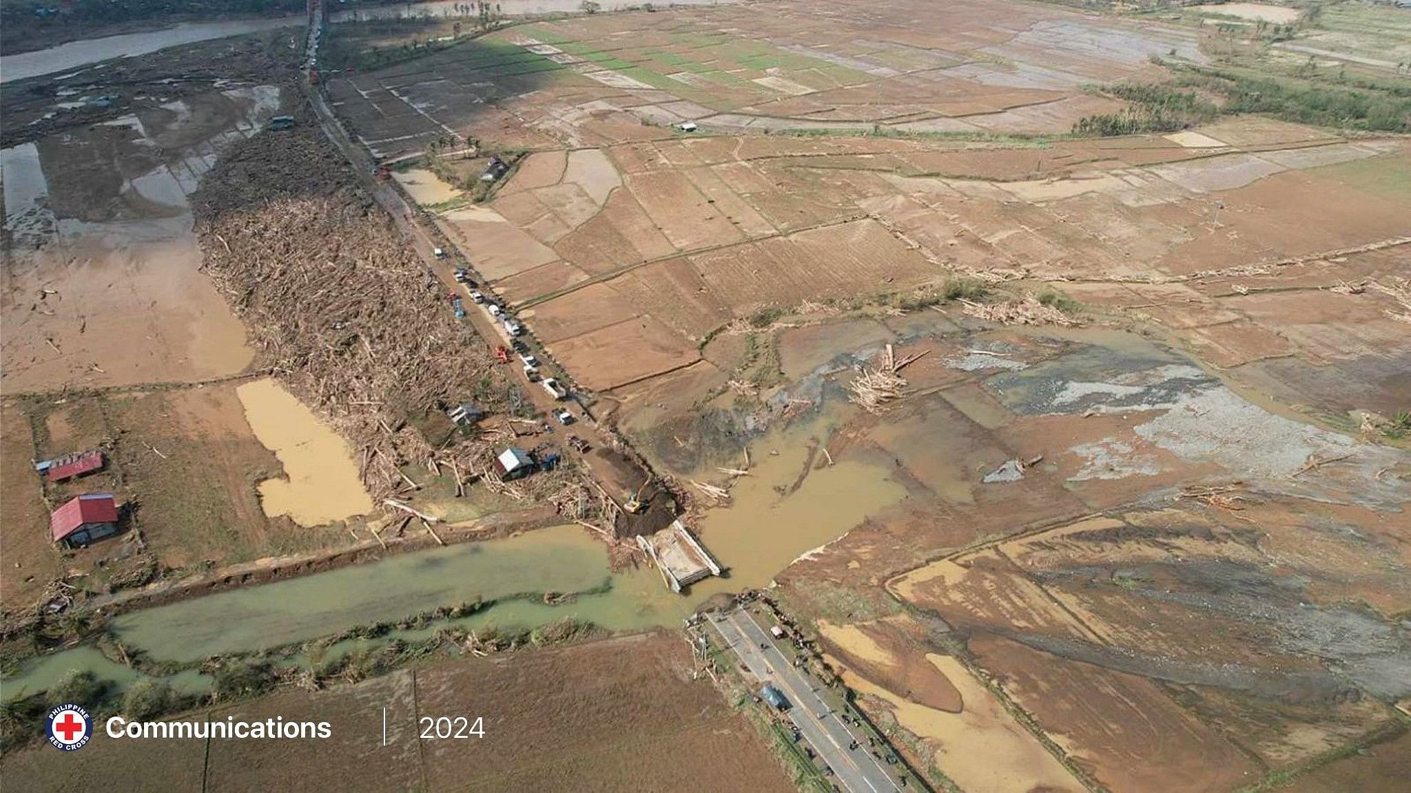 <div class="paragraphs"><p>A drone view shows a destroyed bridge and piled-up debris along the road in the aftermath of Typhoon Usagi in Cagayan Province, Philippines, November 15, 2024. </p></div>