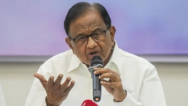 <div class="paragraphs"><p>Former Union minister and senior Congress leader P Chidambaram at a press conference, in Mumbai on Saturday.</p></div>